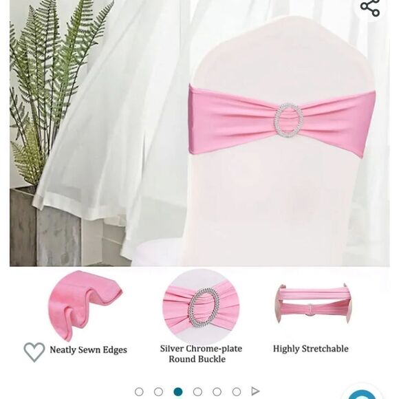 Patel pink spandex chairs sashes 40 Bands with Buckle Slider New - Picture 4 of 5